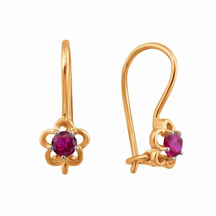 Серьги детские из красного золота