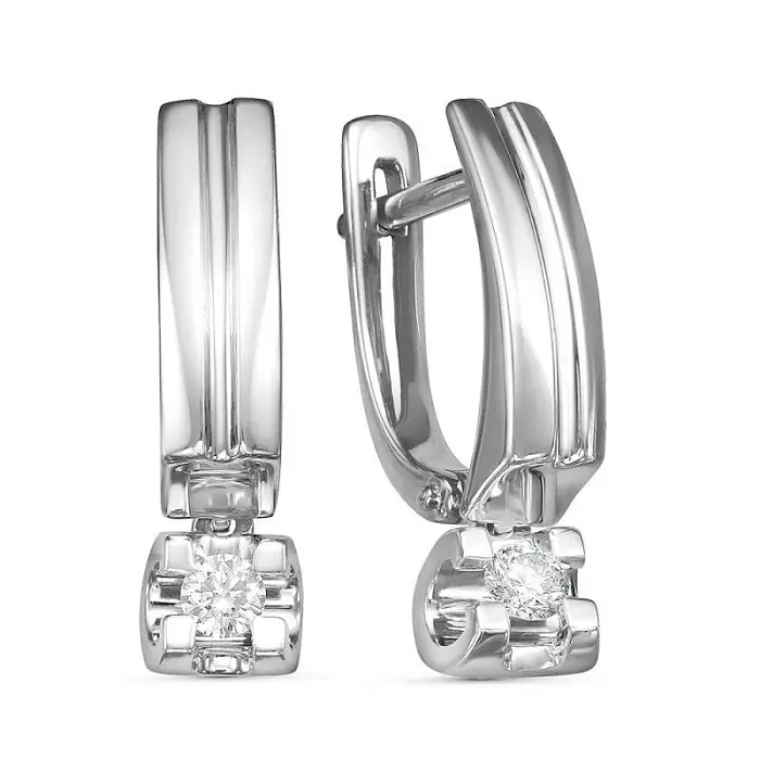 Серьги с английским замком из белого золота