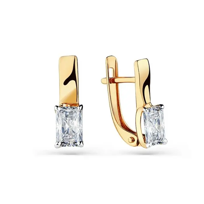 Серьги с английским замком из красного золота