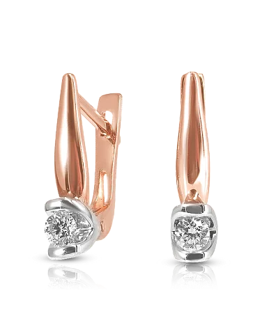 Серьги с английским замком из комбинированного золота