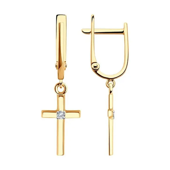 Серьги подвесные из красного золота