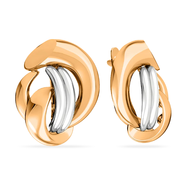 Серьги с английским замком из комбинированного золота