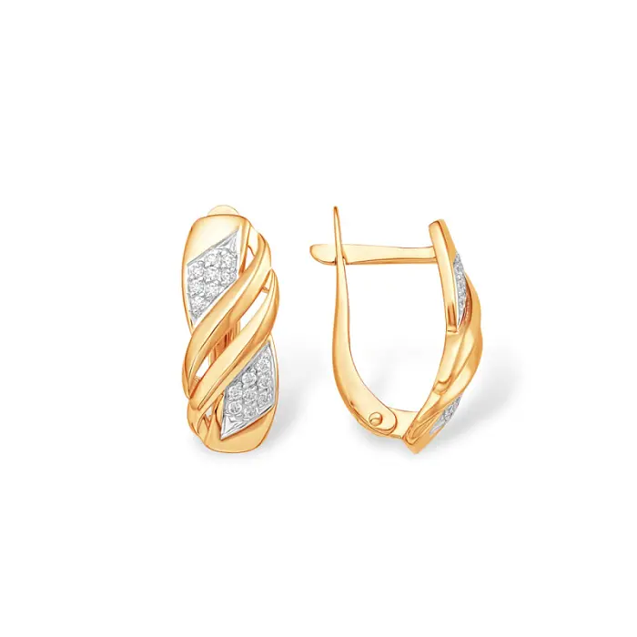 Серьги с английским замком из красного золота