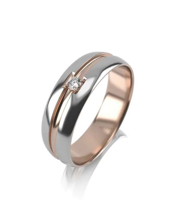 Кольцо обручальное из комбинированного золота вид 1