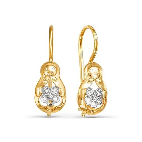 Серьги детские из красного золота