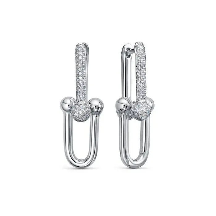 Серьги с английским замком из белого золота