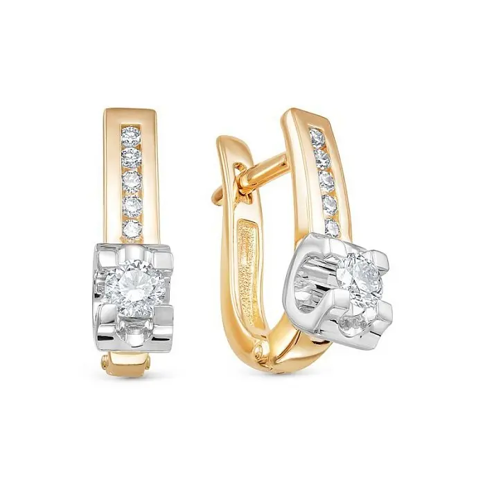 Серьги с английским замком из комбинированного золота