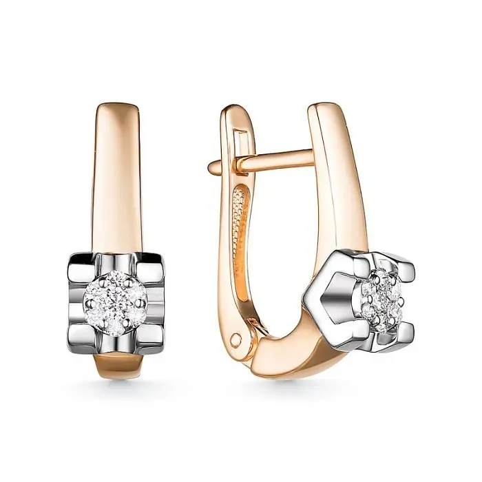 Серьги с английским замком из комбинированного золота