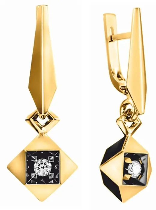 Серьги подвесные из белого золота