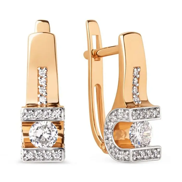 Серьги с английским замком из красного золота