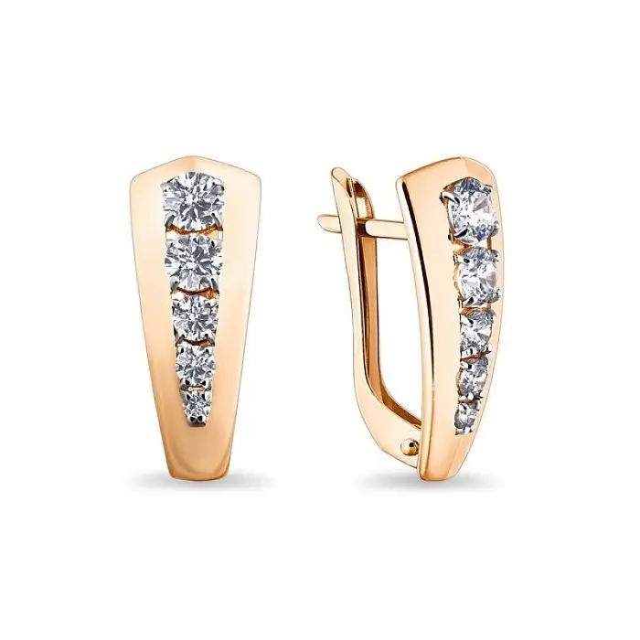 Серьги с английским замком из красного золота