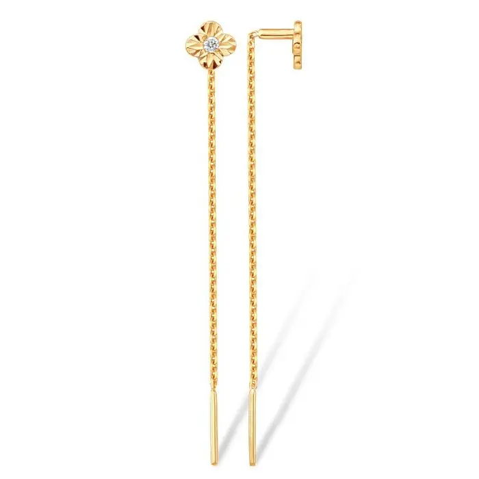 Серьги цепочки из красного золота