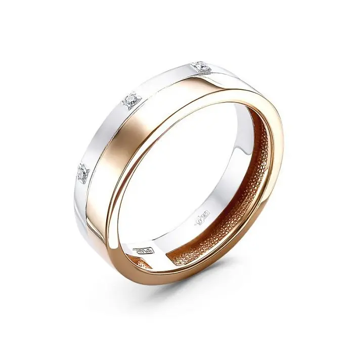 Кольцо обручальное из комбинированного золота