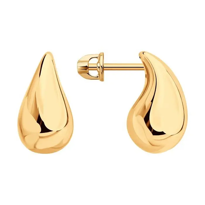 Серьги пуссеты из красного золота