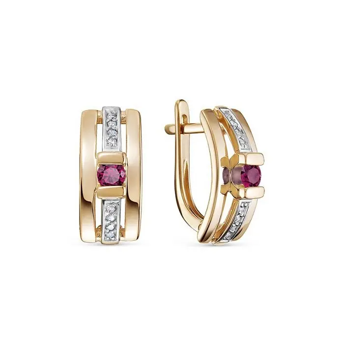 Серьги с английским замком из комбинированного золота