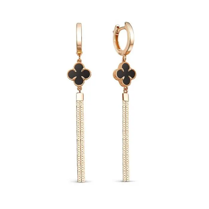 Серьги подвесные из красного золота