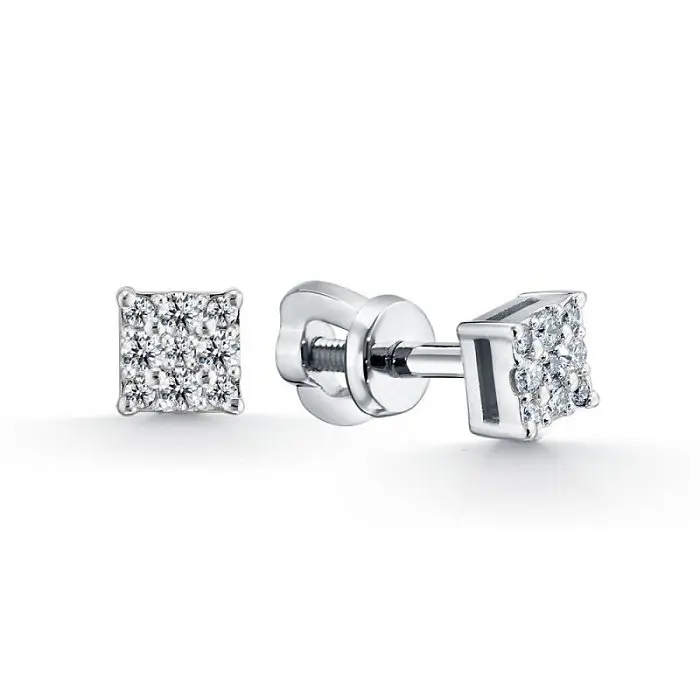 Серьги пуссеты из белого золота