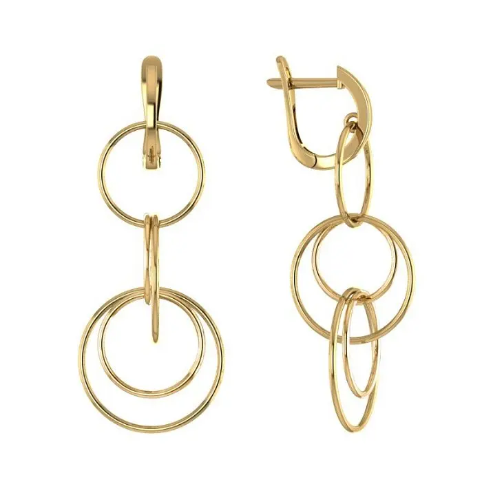 Серьги подвесные из красного золота