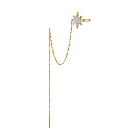 Серьги одиночные из красного золота