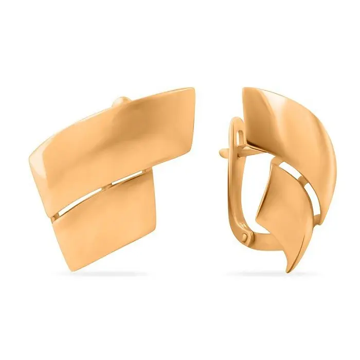 Серьги с английским замком из красного золота