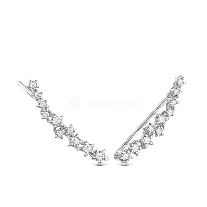 Серьги зажимы из серебра вид 1