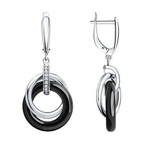Серьги подвесные из серебра