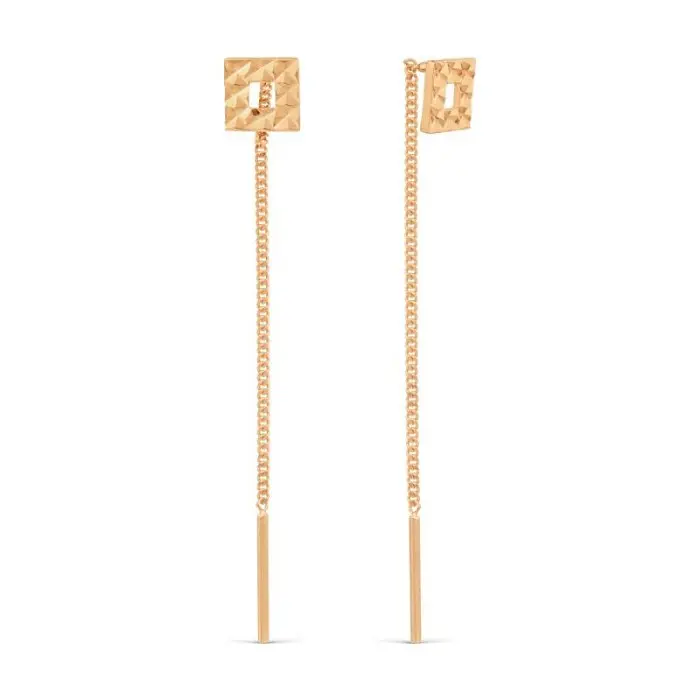 Серьги цепочки из красного золота