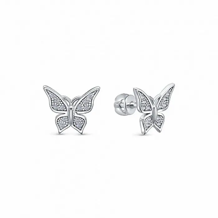 Серьги пуссеты из серебра