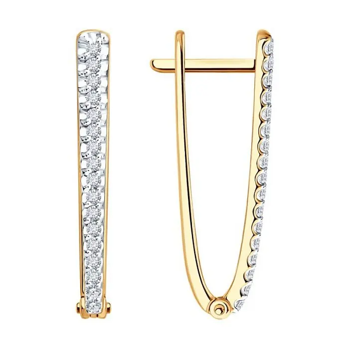 Серьги с английским замком из комбинированного золота