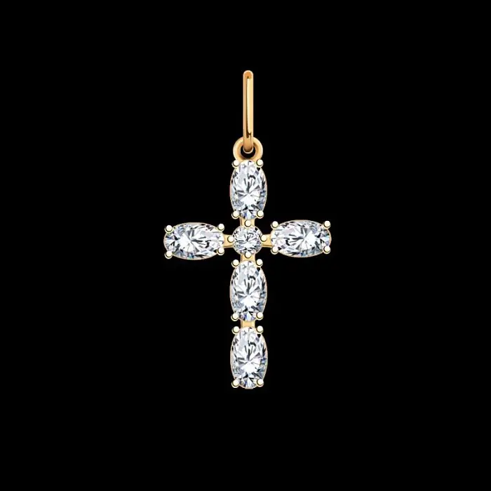 Подвеска декоративный крест из красного золота