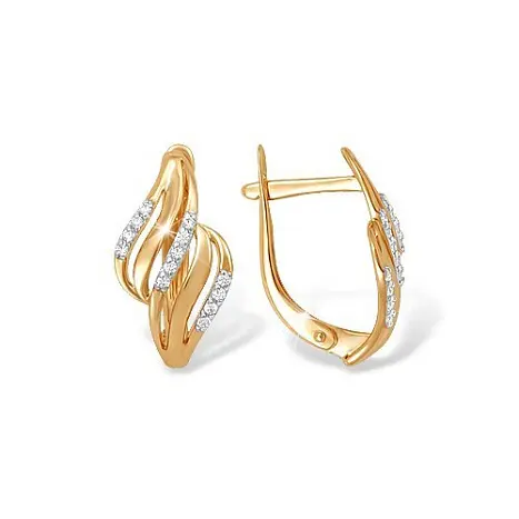 Серьги с английским замком из красного золота