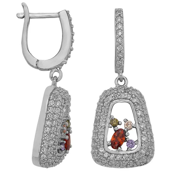 Серьги подвесные из серебра