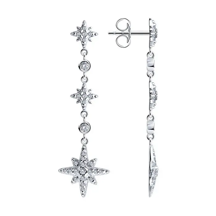 Серьги подвесные из серебра