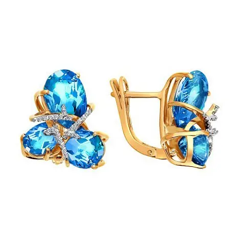 Серьги с английским замком из красного золота