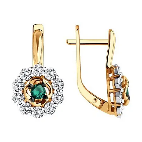 Серьги с английским замком из комбинированного золота