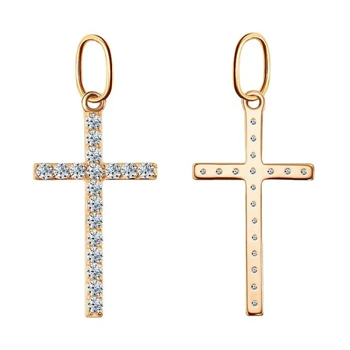 Подвеска декоративный крест из красного золота