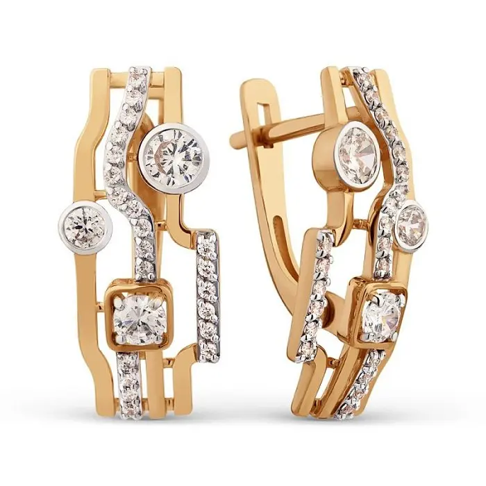 Серьги с английским замком из красного золота