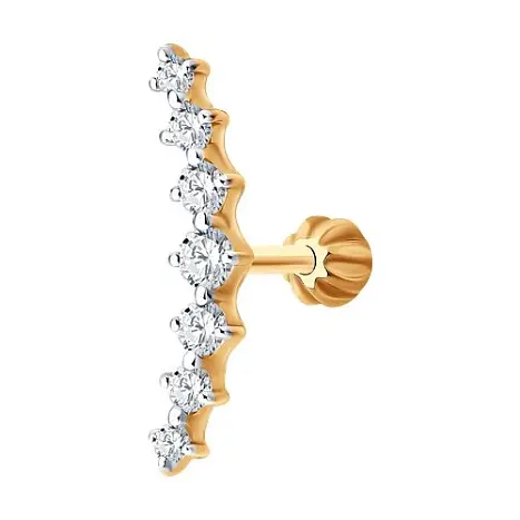 Серьги одиночные из красного золота