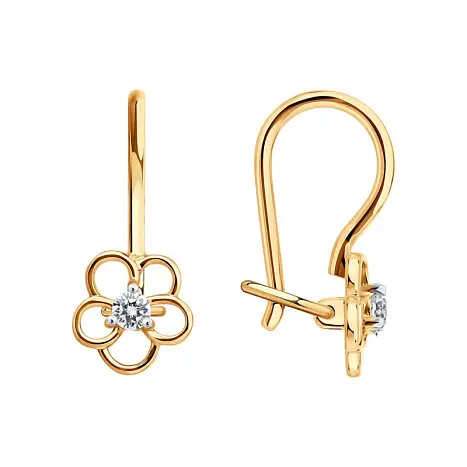 Серьги детские из красного золота