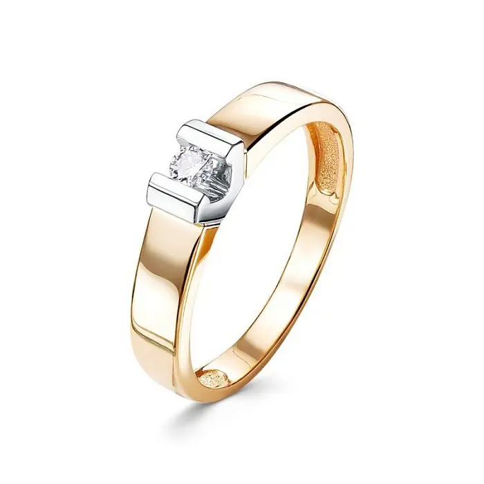 Кольцо помолвочное из комбинированного золота