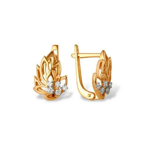 Серьги с английским замком из красного золота