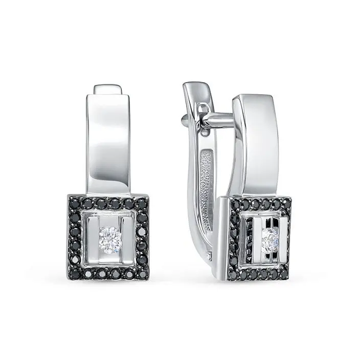 Серьги с английским замком из белого золота