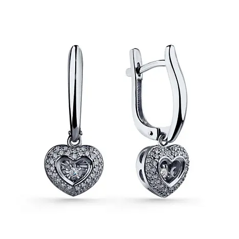 Серьги подвесные из белого золота