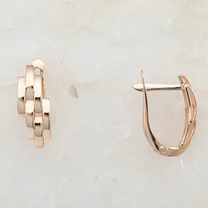 Серьги с английским замком из красного золота