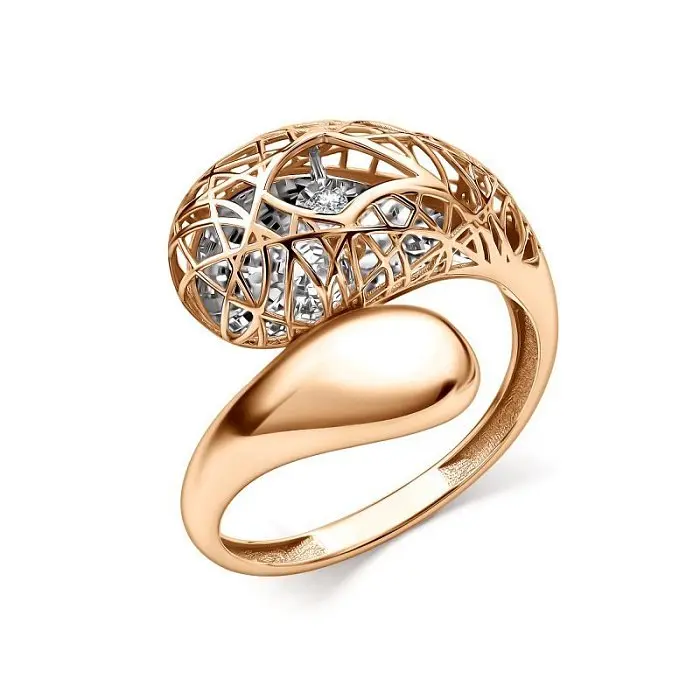 Кольцо декоративное из комбинированного золота