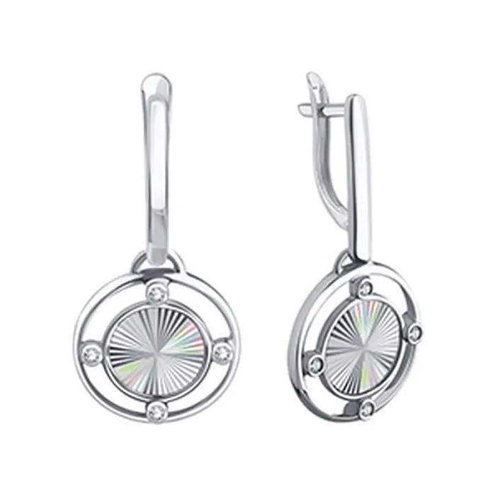 Серьги подвесные из белого золота