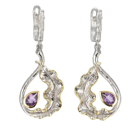 Серьги подвесные из серебра