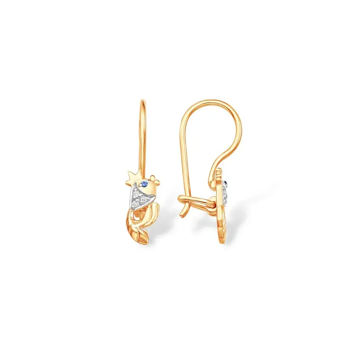 Серьги детские из красного золота