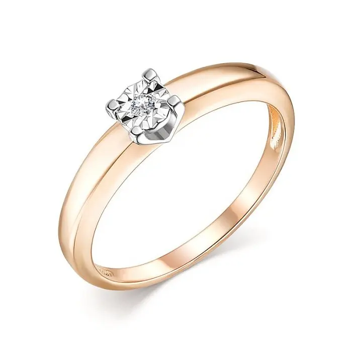 Кольцо помолвочное из комбинированного золота