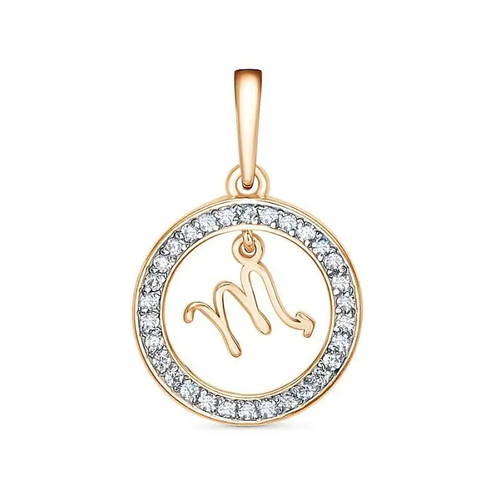 Подвеска знак зодиака из комбинированного золота